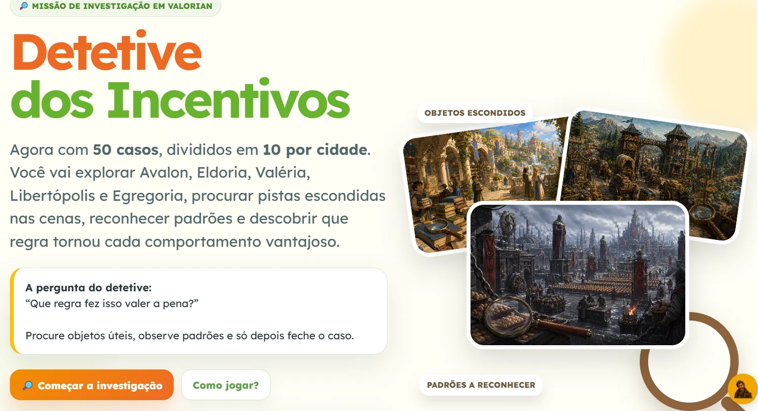 Jogo Detetive dos Incentivos
